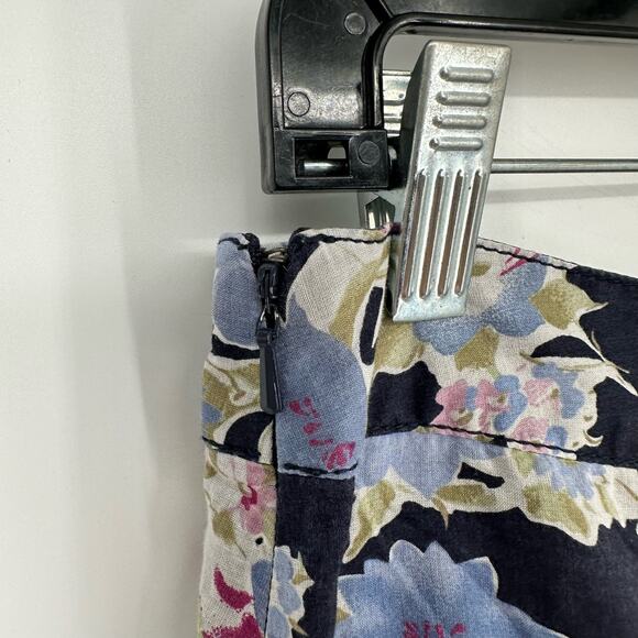 Loft Skirt Womens 4 Navy Blue Floral Mini Tiered Cottage Boho Cotton Zip Flowy - Picture 7 of 10